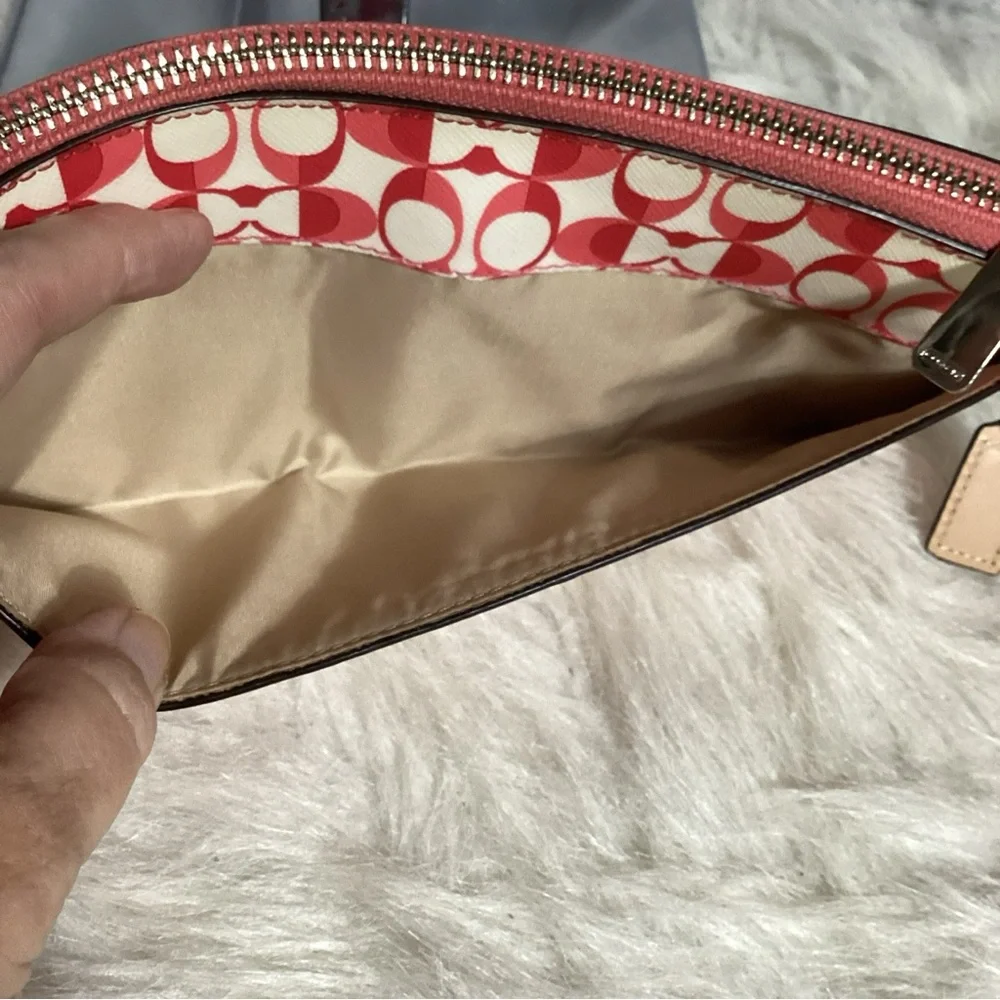 XL Coach Coated Canvas Sig C Wristlet Clutch Bag Phone Ready EUC